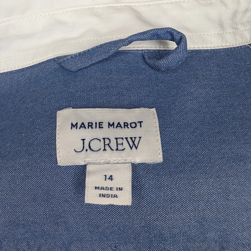 J. Crew Marie Marot Women's Blue Blouse with White Collar - Picture 9 of 10